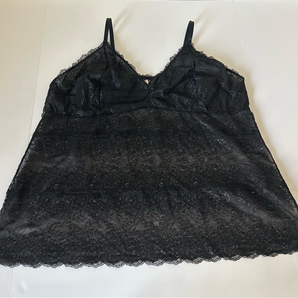 ⭐ Bea & Dot By ModCloth Black Sheer Lace Camisole Chemise Top Shirt 4X